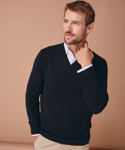 Henbury Cashmere touch acrylic v-neck jumper