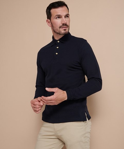 Henbury Long sleeve cotton polo shirt