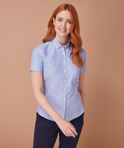 Henbury Women's modern short sleeve Oxford shirt