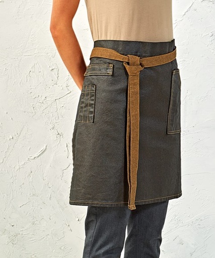 Premier Division waxed-look denim waist apron